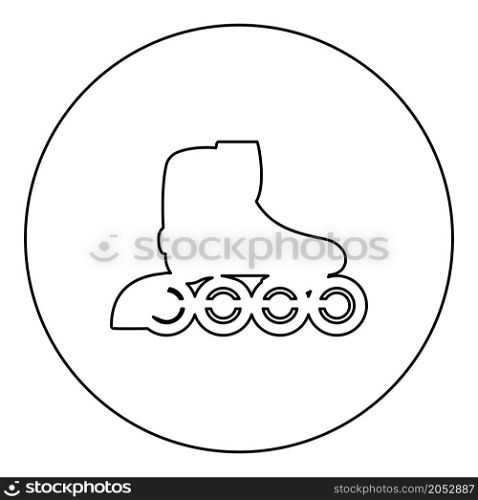 Roller skates blades Personal transportation icon in circle round black color vector illustration image outline contour line thin style simple. Roller skates blades Personal transportation icon in circle round black color vector illustration image outline contour line thin style