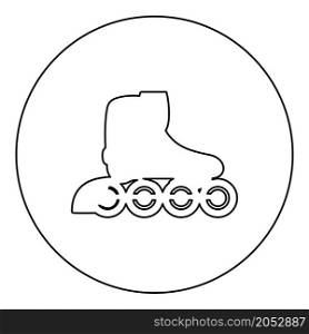Roller skates blades Personal transportation icon in circle round black color vector illustration image outline contour line thin style simple. Roller skates blades Personal transportation icon in circle round black color vector illustration image outline contour line thin style