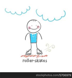 roller-skates. Fun cartoon style illustration. The situation of life.