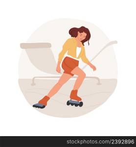 Roller skating isolated cartoon vector illustration Attractive girl doing rollerblading trick, teenager city lifestyle, physical activity, extreme sport, pro roller skater vector cartoon.. Roller skating isolated cartoon vector illustration
