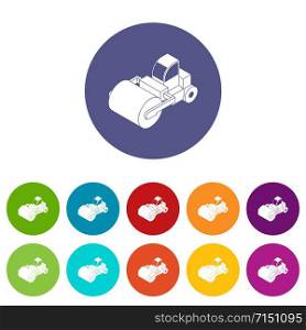 Roller truck icons color set vector for any web design on white background. Roller truck icons set vector color