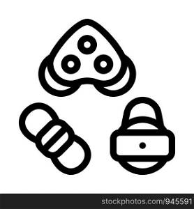 Rollers Detail Rope Movement Equipment Vector Icon Thin Line. Compass, Mountain Direction And Burner Mountaineering Alpinism Equipment Concept Linear Pictogram. Contour Outline Illustration. Rollers Detail Rope Movement Equipment Vector Icon