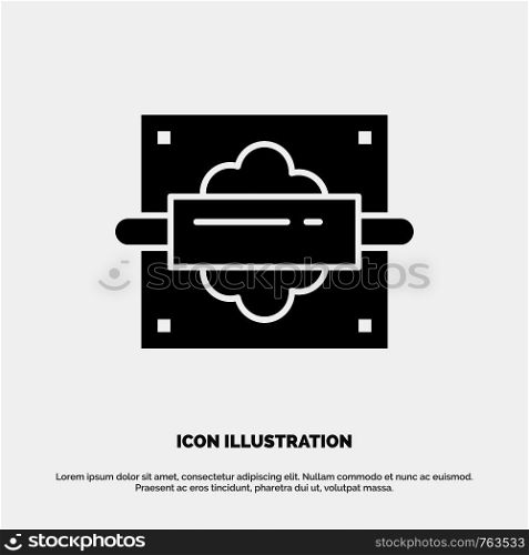 Rolling, Pin, Bread, Kitchen Solid Black Glyph Icon