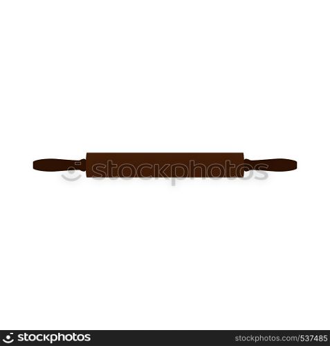 Rolling pin brown preparation traditional home equipment vector icon. Cuisine flat element restaurant cookie
