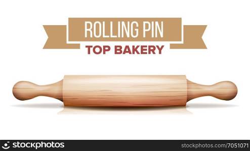 Rolling Pin Isolated Vector. Kitchen Equipment. Isolated On White Background Illustration. Wooden Rolling Pin Vector. Bakery Concept. Isolated Illustration