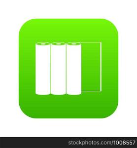 Rolls of paper icon digital green for any design isolated on white vector illustration. Rolls of paper icon digital green