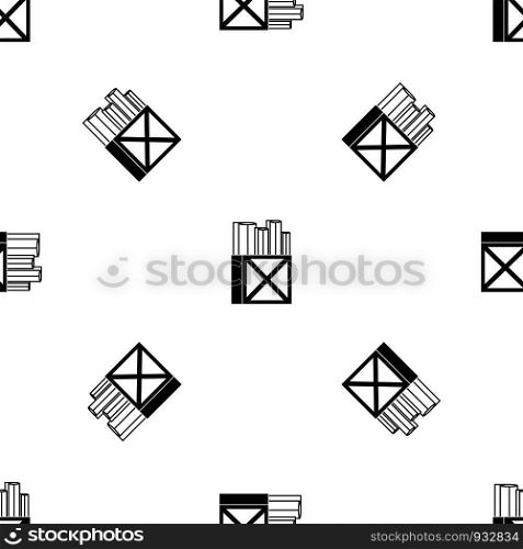 Rolls of white paper in a wooden box pattern repeat seamless in black color for any design. Vector geometric illustration. Rolls of white paper in a wooden box pattern seamless black