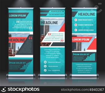 Rollup banners template. Rollup banners template with business presentation design template vector illustration