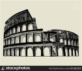 Roman coliseum. Vector sketch illustration for design use.