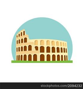 Roman Colosseum isolated on white background. Italy landmark architecture. Vector stock