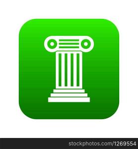 Roman column icon digital green for any design isolated on white vector illustration. Roman column icon digital green