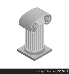 Roman column icon in isometric 3d style on a white background. Roman column icon, isometric 3d style