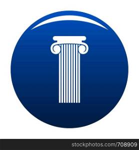 Roman column icon vector blue circle isolated on white background . Roman column icon blue vector