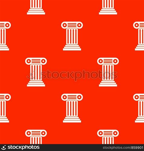 Roman column pattern repeat seamless in orange color for any design. Vector geometric illustration. Roman column pattern seamless