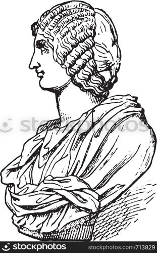 Roman hairstyle, vintage engraved illustration.