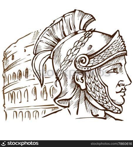 roman warrior on colosseum background