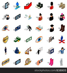 Romance icons set. Isometric style of 36 romance vector icons for web isolated on white background. Romance icons set, isometric style