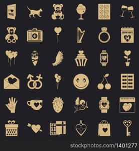 Romance icons set. Simple style of 36 romance vector icons for web for any design. Romance icons set, simple style