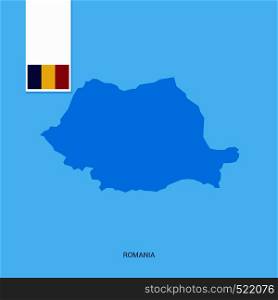 Romania Country Map with Flag over Blue background. Vector EPS10 Abstract Template background