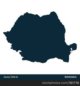 Romania - Europe Countries Map Vector Icon Template Illustration Design. Vector EPS 10.