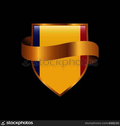 Romania flag Golden badge design vector