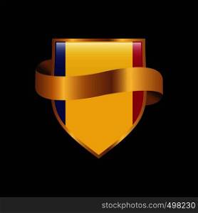 Romania flag Golden badge design vector