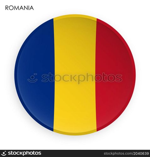 ROMANIA flag icon in modern neomorphism style. Button for mobile application or web. Vector on white background