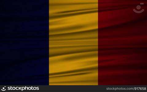 Romania flag vector. Vector flag of Romania blowig in the wind. EPS 10.