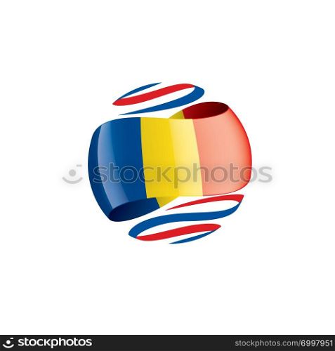 Romania national flag, vector illustration on a white background. Romania flag, vector illustration on a white background