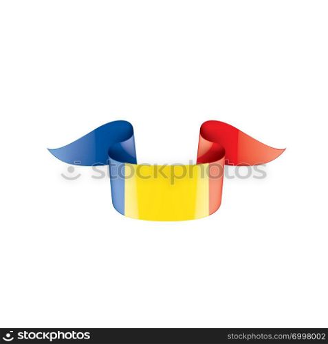 Romania national flag, vector illustration on a white background. Romania flag, vector illustration on a white background