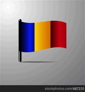 Romania waving Shiny Flag design vector