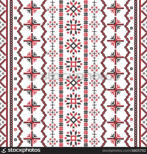 Romanian Embroideries seamless pattern design against white background