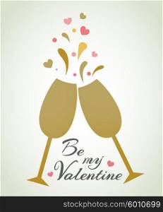 Romantic background with champagne glasses for Valentine&rsquo;s day