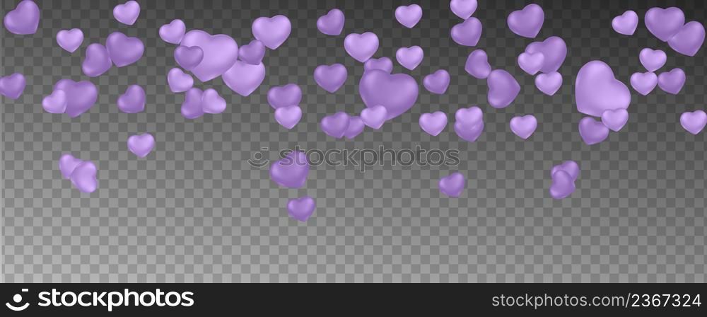 Romantic background with falling hearts