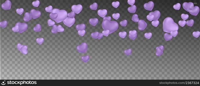 Romantic background with falling hearts