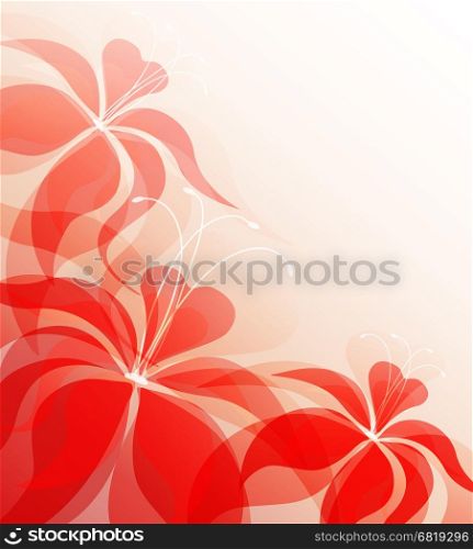 Romantic background with flowers of lilies, vector