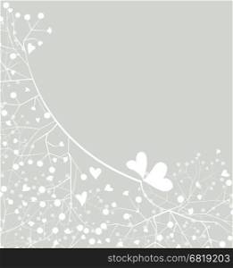 Romantic background with white hearts, vector illustration