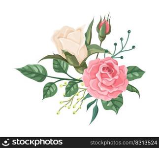 Romantic bouquet. Fashion rose composition. Pink flowers isolated on white background. Romantic bouquet. Fashion rose composition. Pink flowers