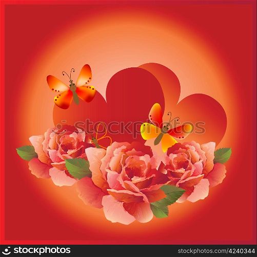 romantic card with red rose