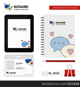 Romantic chat Business Logo, Tab App, Diary PVC Employee Card and USB Brand Stationary Package Design Vector Template