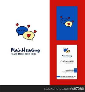 Romantic chat Creative Logo and business card. vertical Design Vector