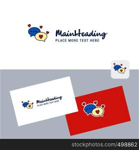 Romantic chat vector logotype with business card template. Elegant corporate identity. - Vector