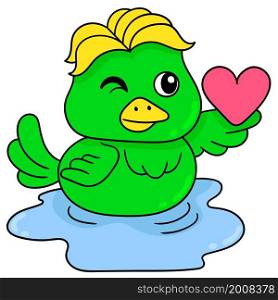 romantic duck giving love
