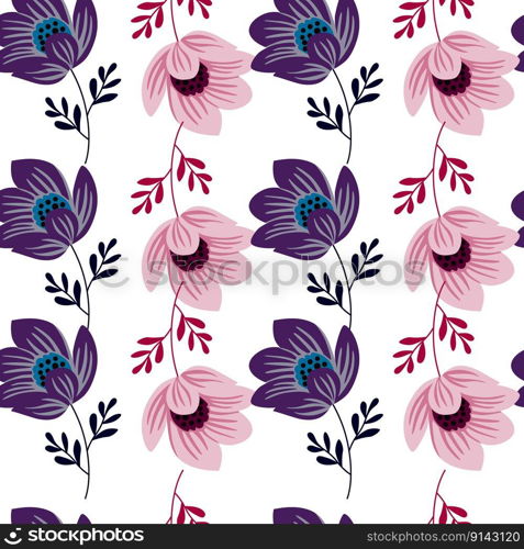 Romantic flower seamless pattern. Elegant floral endless background. Abstract stylized botanical illustration. Simple design for fabric, textile print, wrapping, cover. Vector illustration. Romantic flower seamless pattern. Elegant floral endless background. Abstract stylized botanical illustration.