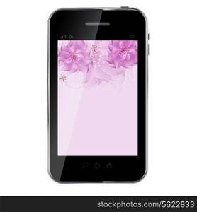 Romantic Flower vector Background on abstract design mobile phone. Vector illustration