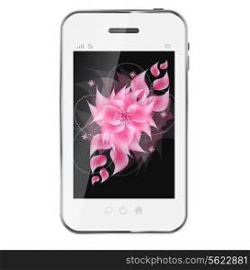 Romantic Flower vector Background on abstract mobile phone