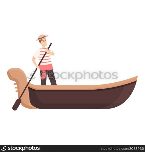 Romantic gondolier icon cartoon vector. Venice gondola. Italian boat. Romantic gondolier icon cartoon vector. Venice gondola