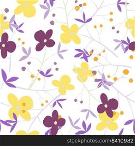 Romantic hand drawn flower seamless pattern. Simple abstract floral wallpaper. Doodle plants endless background. Design for fabric, textile print, wrapping paper, cover. Vector illustration. Romantic hand drawn flower seamless pattern. Simple abstract floral wallpaper. Doodle plants endless background.