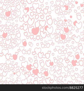 Romantic heart seamless pattern. Pink hearts on white background. Vector illustration in doodle style. Endless abstract background for valentines, wallpapers, packaging, textile, printing, design