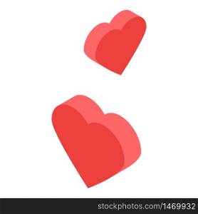 Romantic hearts icon. Isometric of romantic hearts vector icon for web design isolated on white background. Romantic hearts icon, isometric style